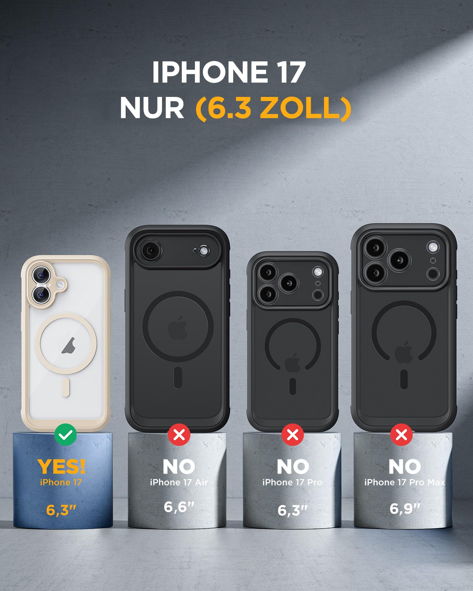 Miracase Custodia per iPhone 17 da 6,3", Protezione Integrale di Grado Militare contro le Cadute, Custodia per Telefono da Esterno con Schermo in Vetro Integrato e Controllo della Fotocamera