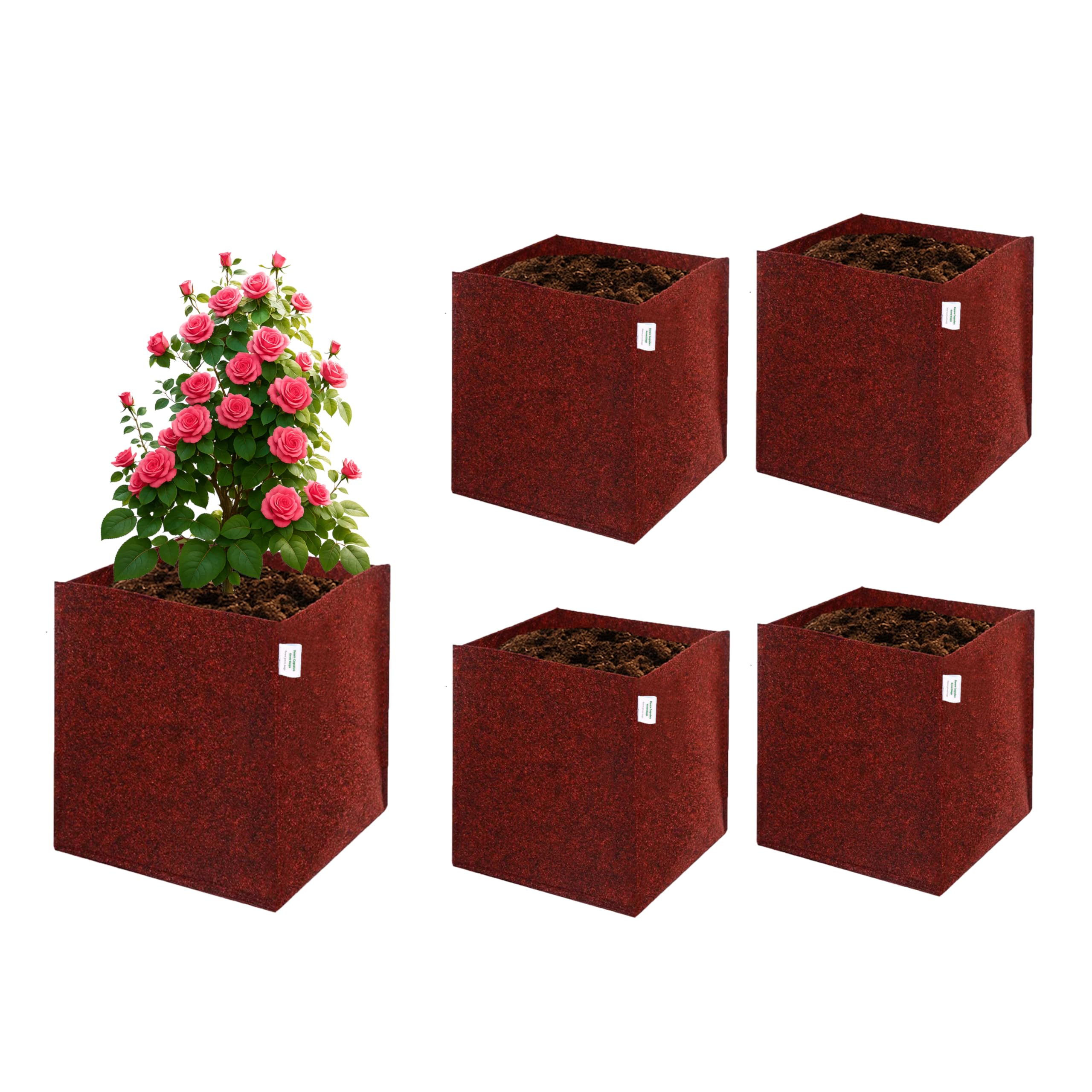 Dawn Premium 400 GSM Geo Fabric Plant Grow Bags Cotton pots Nursery Flowers Vegetable Suitable for Terrace Gardening Balcony Fruits and Flower Planter pots Bags (Maroon, 12x12x12 inch-Pack 5)-image-21