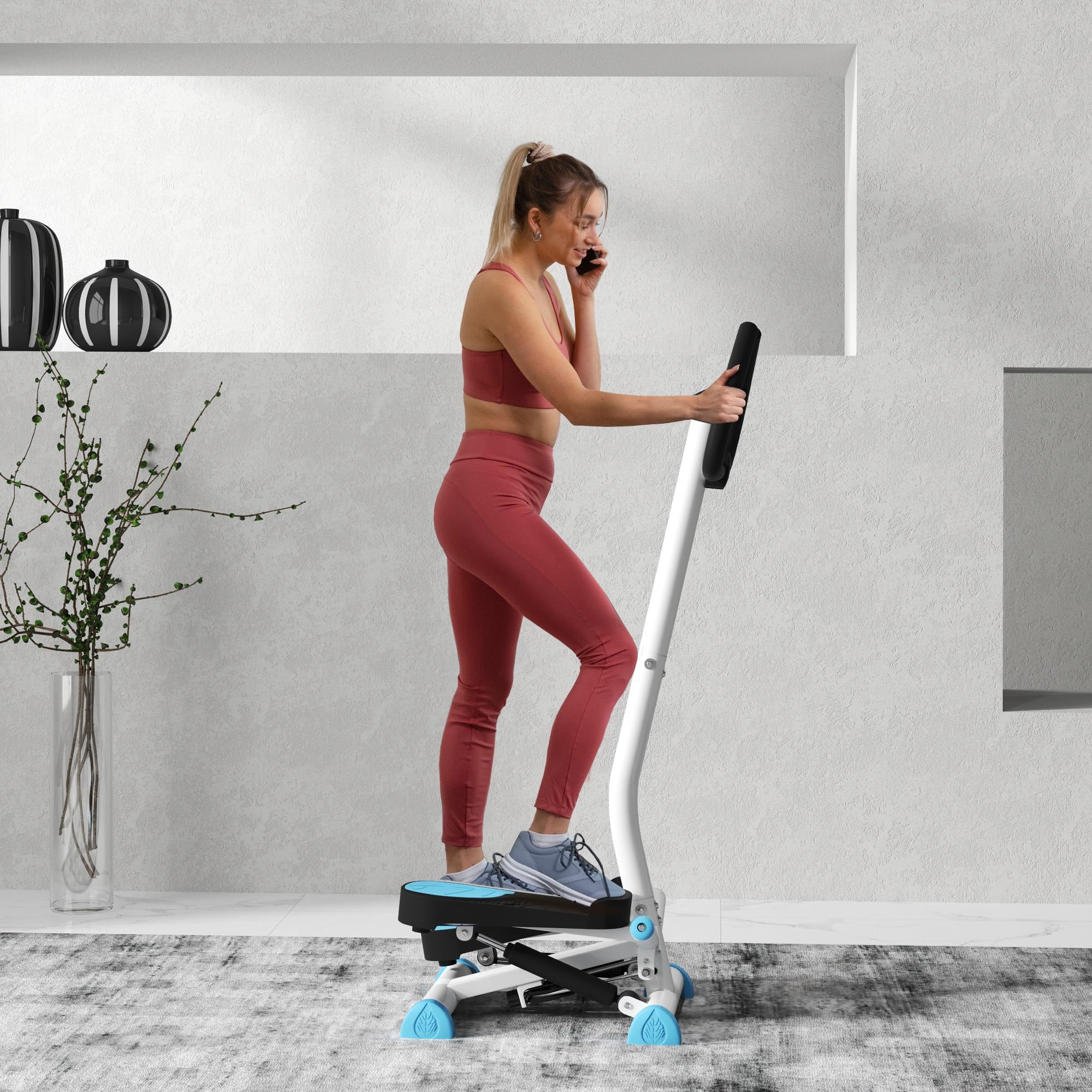 Mini Stepper APEXUP Per Casa Con Fasce Elastiche E Tappetino. Portata 150 Kg, LCD E Ultra Silenzioso. Cardio Completo.