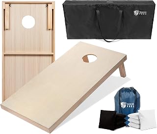 Tailgating Pros Cornhole Boards - 4'x2' & 3'x2' Cornhole Game w/Carrying Case & Set of 8 Corn Hole Bags - 150+ Color Combos! Optional LED Lights