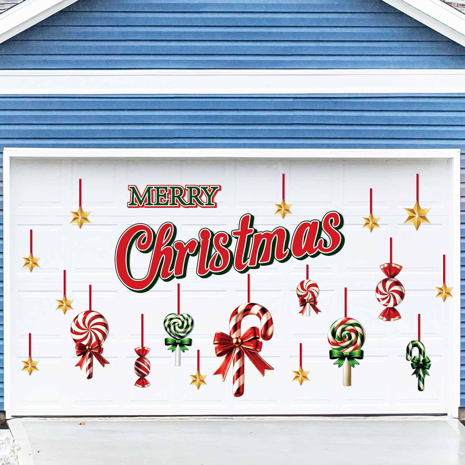 41PCS Christmas Garage Door Decorations Magnets - Candy Cane, Merry Xmas Refrigerator Fridge Kitchen Decor