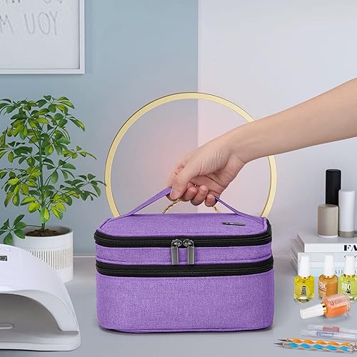 Vista 6 de LUXJA Nail Polish Carrying Case - Holds 30 Bottles (15ml - 0.5 fl.oz), Double-layer Organizer for Nail Polish and Manicure Set, Purple (Bag Only)