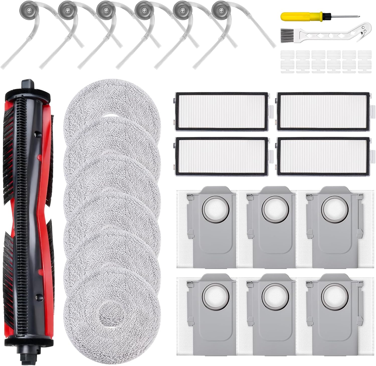 31 PCS Saros Z70 Replacement Accessories Compatible with Saros Z70 Robot Vacuum, 1 Mainbrush, 6 Scent Tablets, 4 HEPA Filters, 6 Dust Bags, 6 Mop Pads, 6 Side Brush