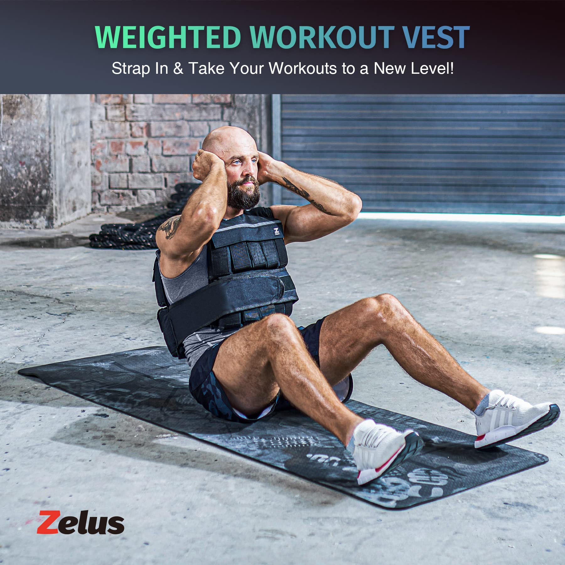 ZELUS 60lb Weighted Vest with Adjustable Weights for Exercise, Weight Vest for Men, Workout Vest for Home Workouts Cardio Strength Training Weight Loss (60lb-Sandbags)