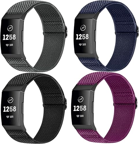 Miniatura 2 de Correa de reloj de nailon elástica compatible con Fitbit Charge 4/Charge 3, correas deportivas trenzadas ajustables Solo Loop Sport Correa