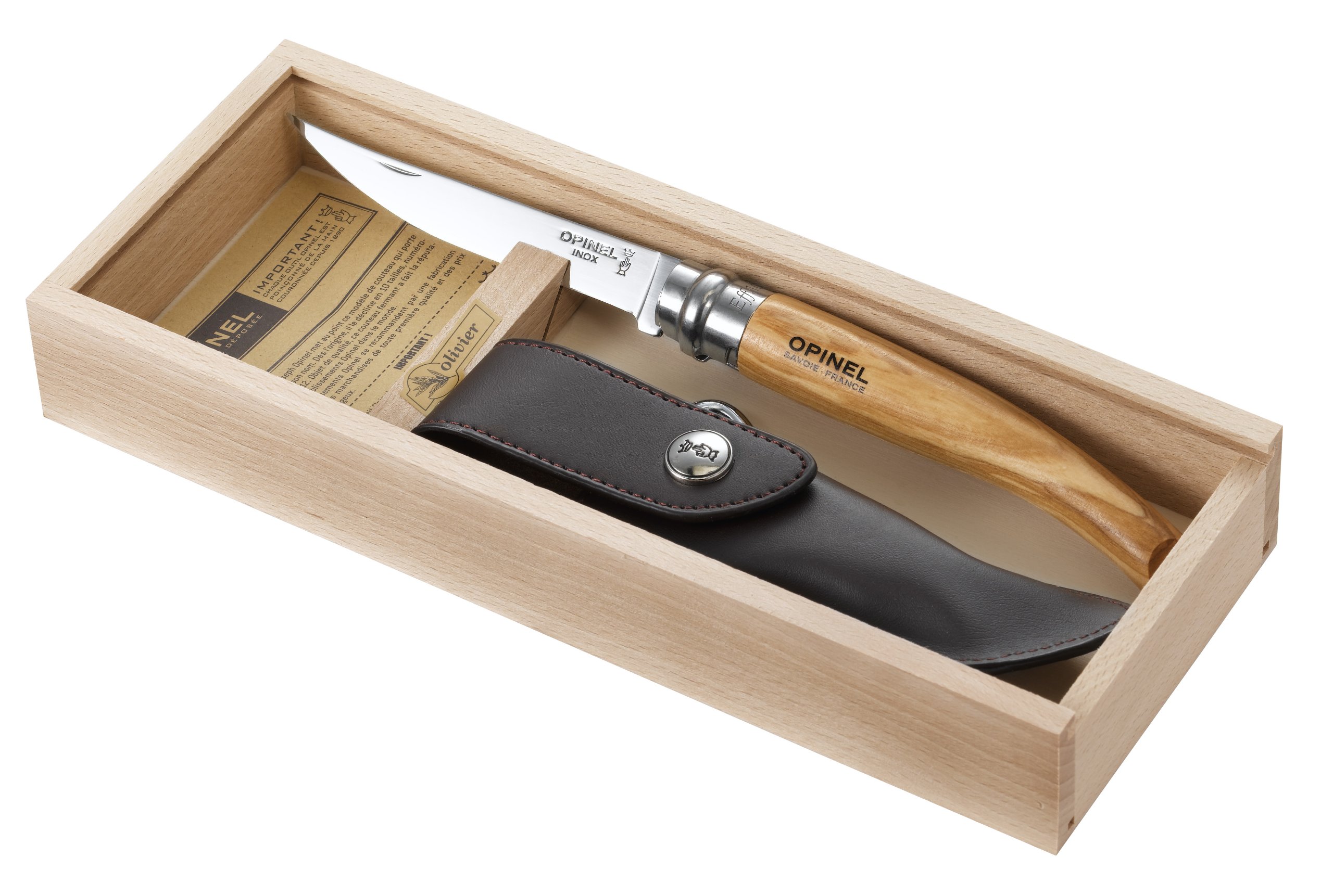 OPINEL Plumier avec Couteau N°10 Manche Olivier + Gaine marron