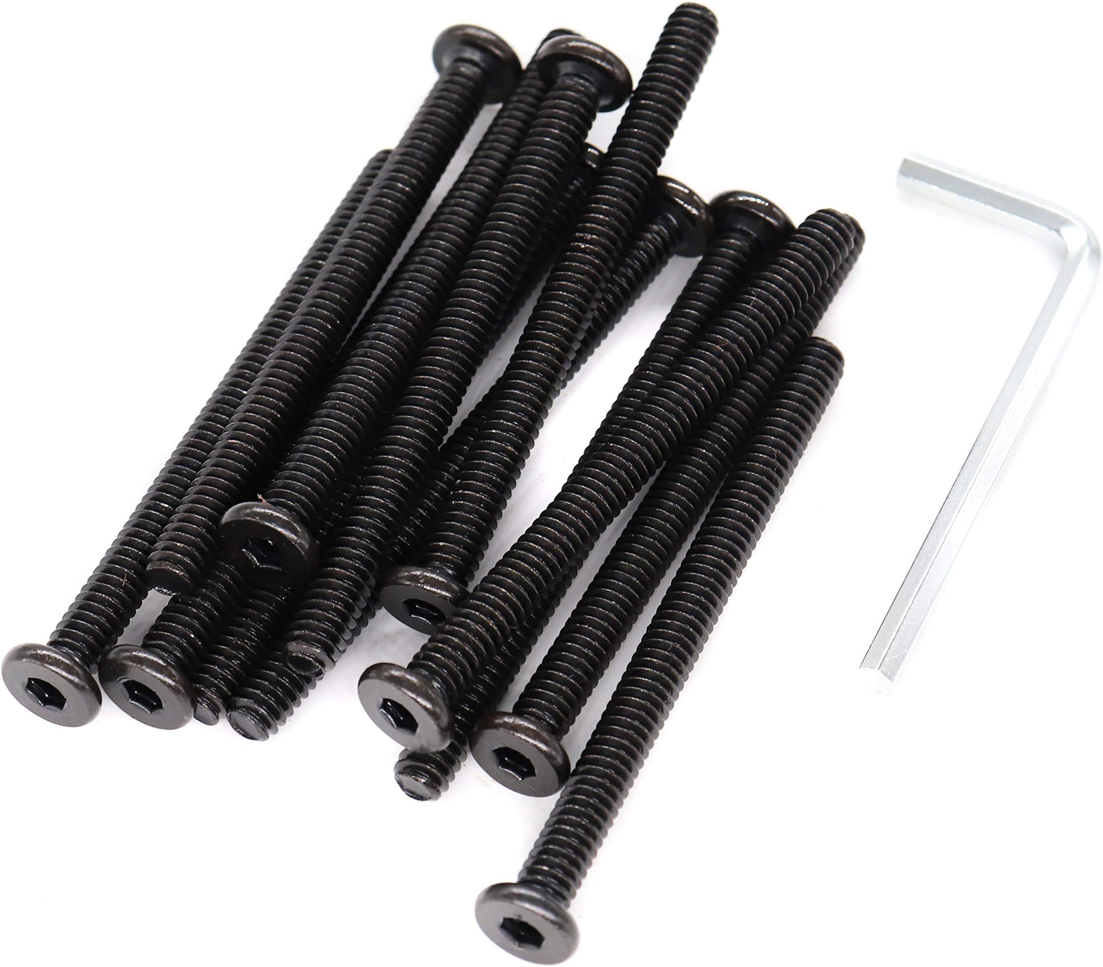 binifiMux 1/4"-20 Flat Head Socket Screws, 1/4" x 2 Inches Allen Head Bolts, 1/4 Inch by 20 50mm Black Connecting Bolts, Pack of 12