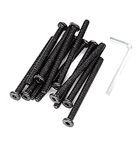 Vista 5 de binifiMux 20 tornillos hexagonales negros de 1/4-20 x 1/2 pulgadas para muebles, silla, mesa, escritorio, cuna, cama, rosca completa
