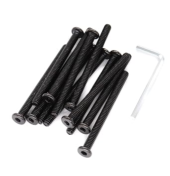 12pcs Black 1/4-20 x 1" 1-1/4" 1-1/2" 2" 2-1/2" 3" 3-1/2" Hex Socket Cap Screws Bolts for Furniture Chair Table Desk Crib Bed, Full Thread 12pcs 1/4-20 x 1-1/4"