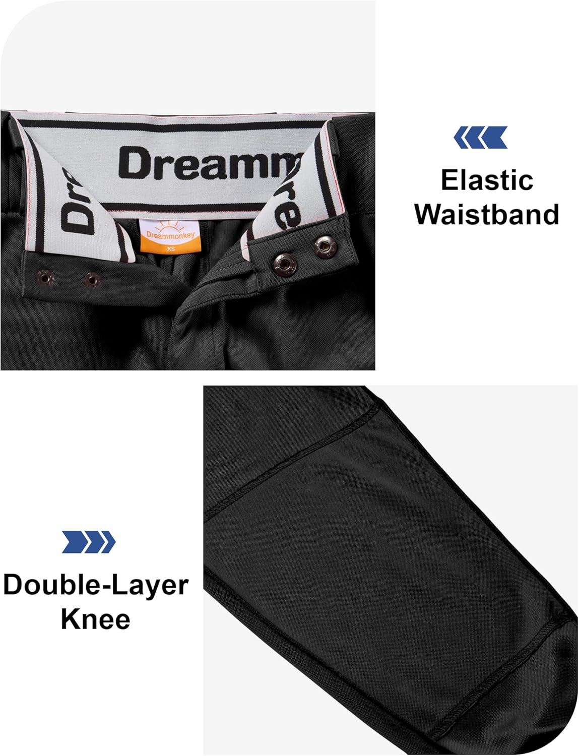 Dreammonkey Women's Softball Pants Low-Rise 3/4 Tapered Leg with Dual-Layer Knee Protection for Baseball Fastpitch - Image 5