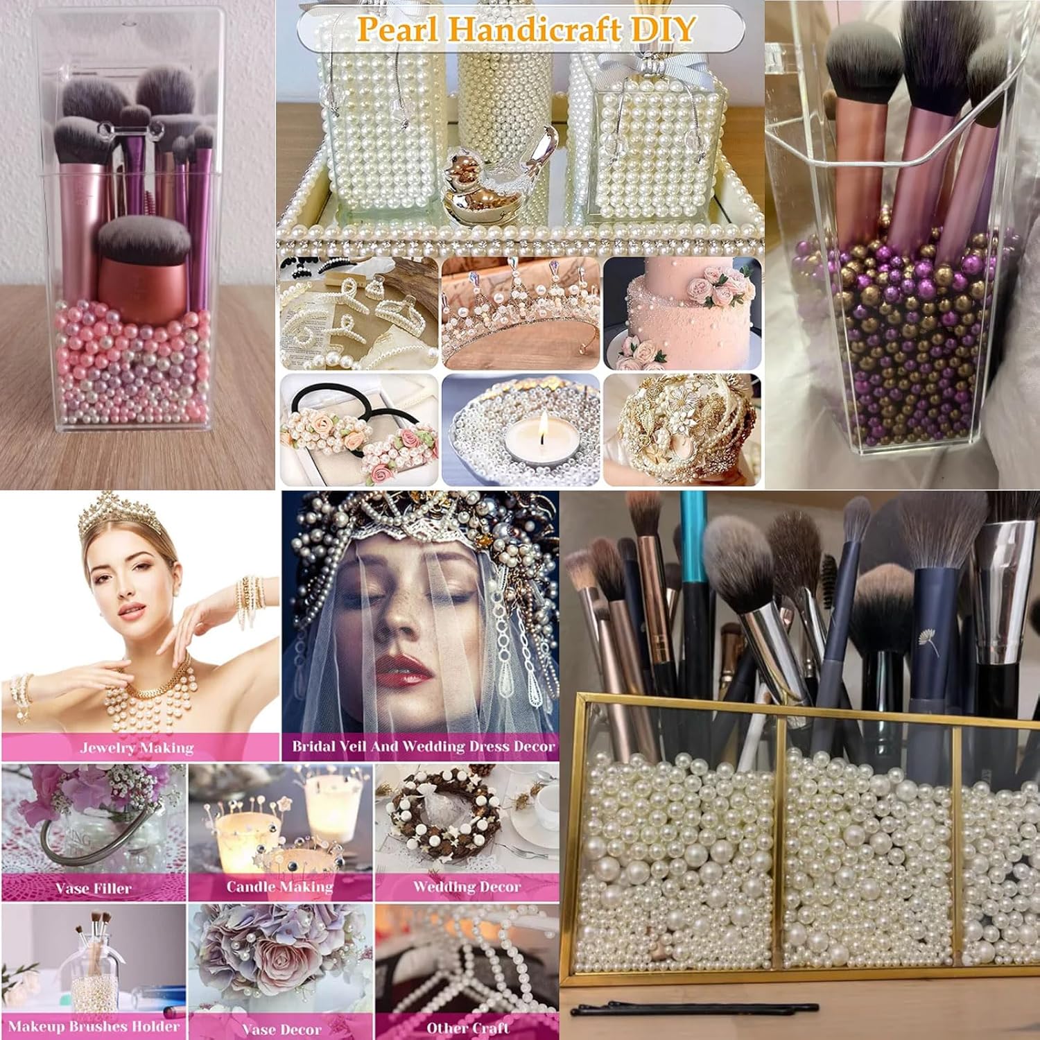 1000PCS Assorted Pearls Beads No Holes, 3-10mm Pearl Beads, Loose Bead Without Holes, Highlight Craft Pearls for DIY, Table Scatter, Wedding, Birthday Party, Home Decoration, Pink/Green - Image 5