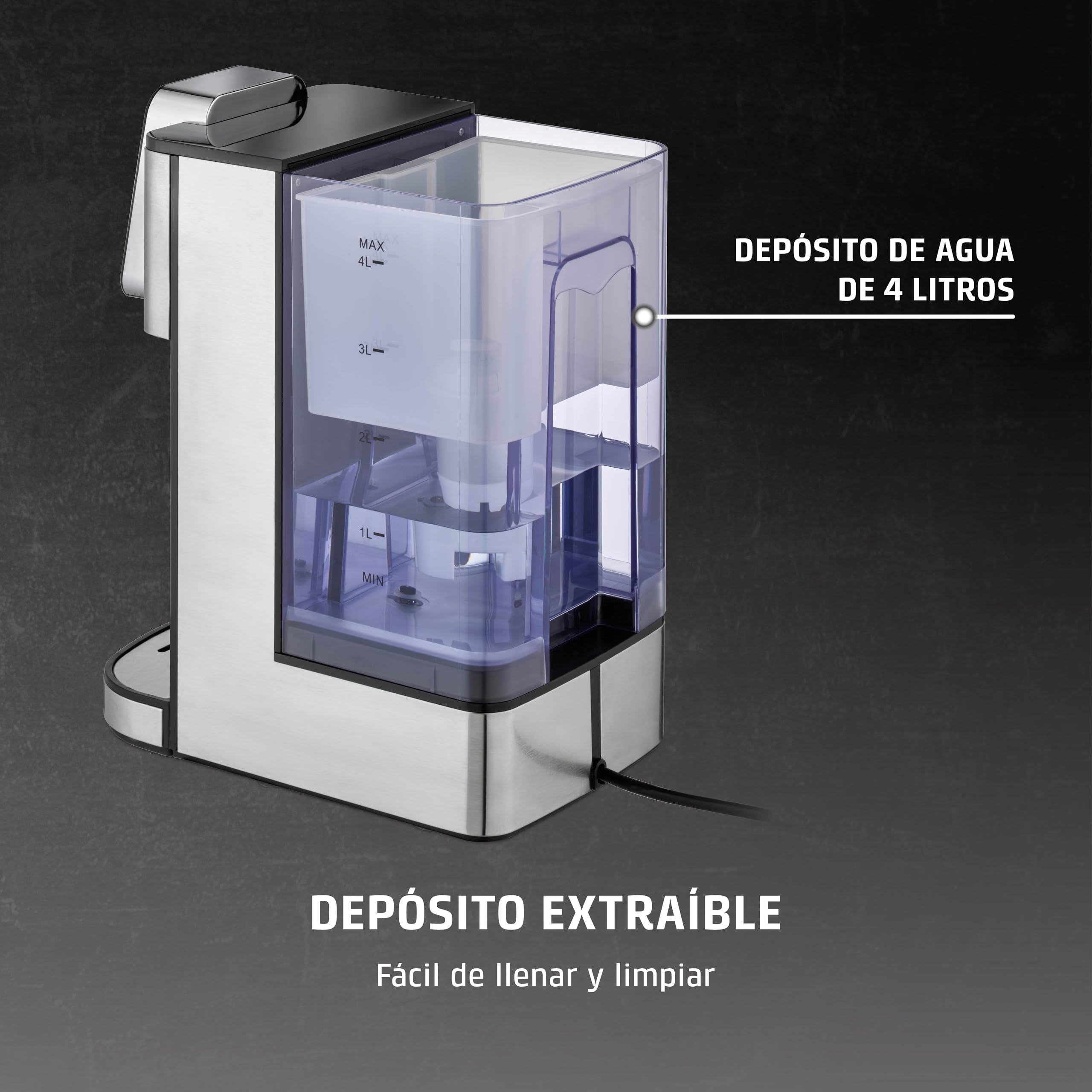 Caso HW 1660 - dispensador de Agua Caliente 4L - hervidor de Agua electrico - Agua Caliente en Segundos - Temperatura 40°C a 100°C - 7 cantidades de Salida - Filtro Antical y Anti Impurezas