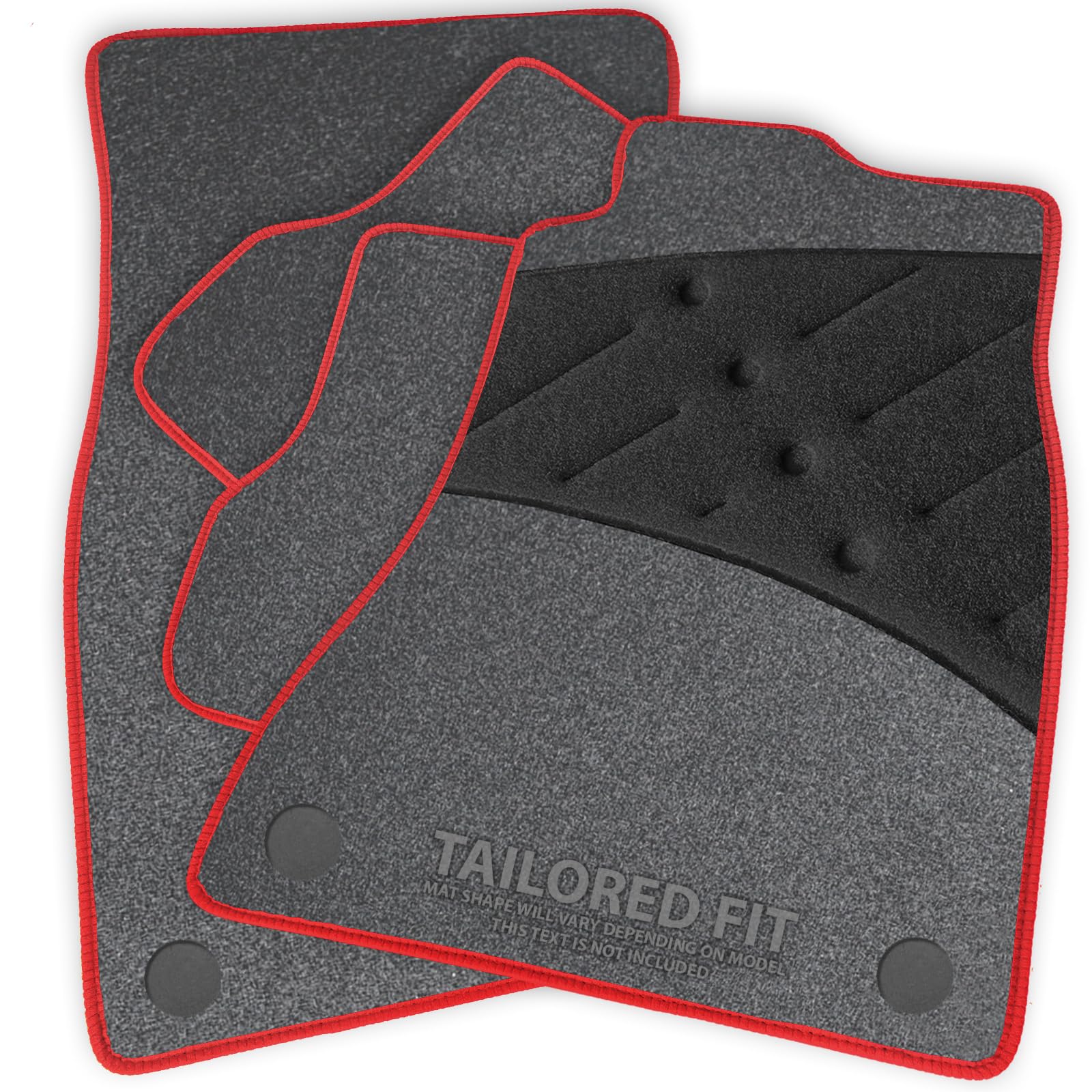 Car Mats to fit Lexus CT200 (2011 -) Grey Carpet with Red Ribbed Trim & Black Full Width Heel Pad [1342]