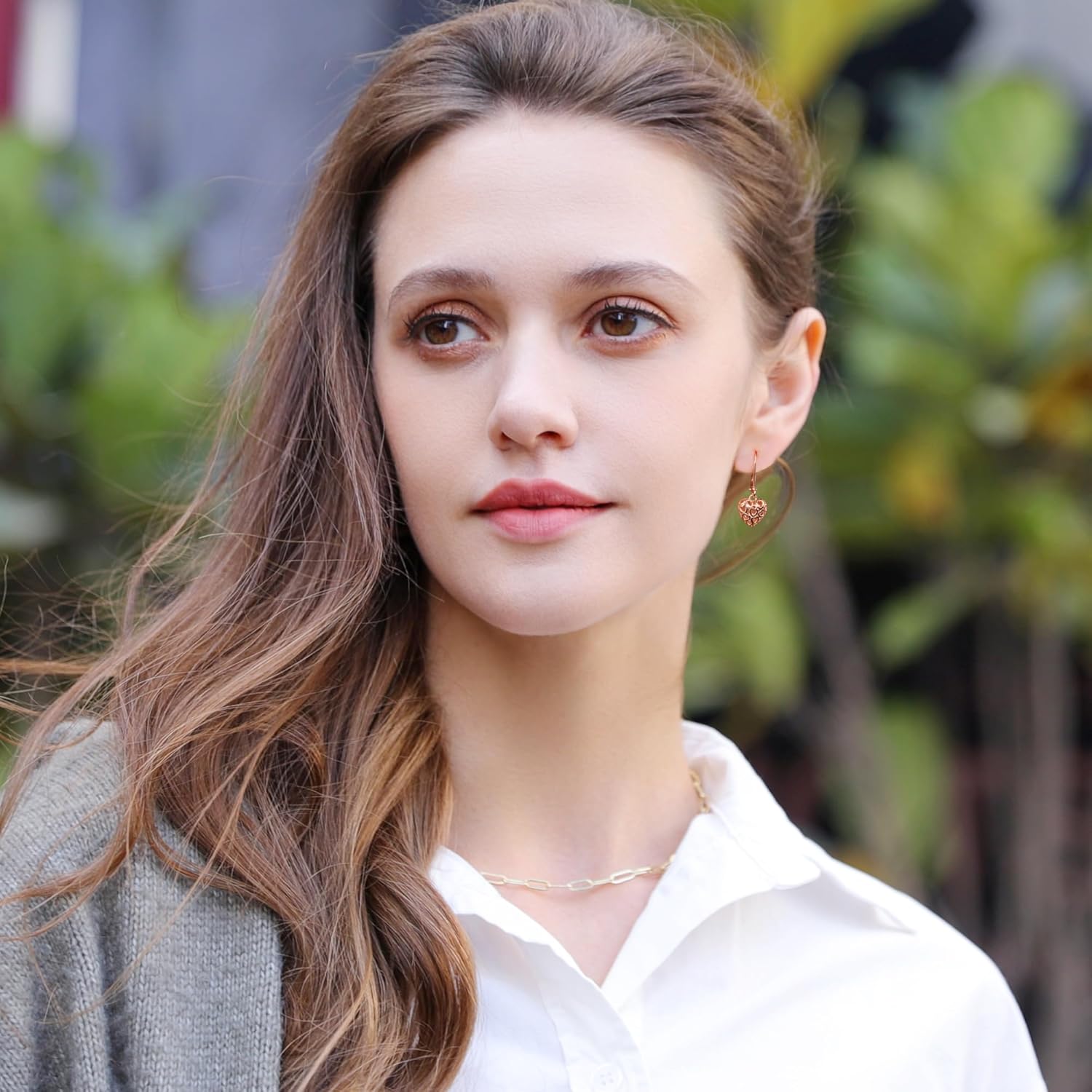 LANCHARMED 925 Sterling Silver 14K Gold French Style Leverback Earrings, Heart Dangle Drop Earrings for Women Hypoallergenic Jewelry - Image 6