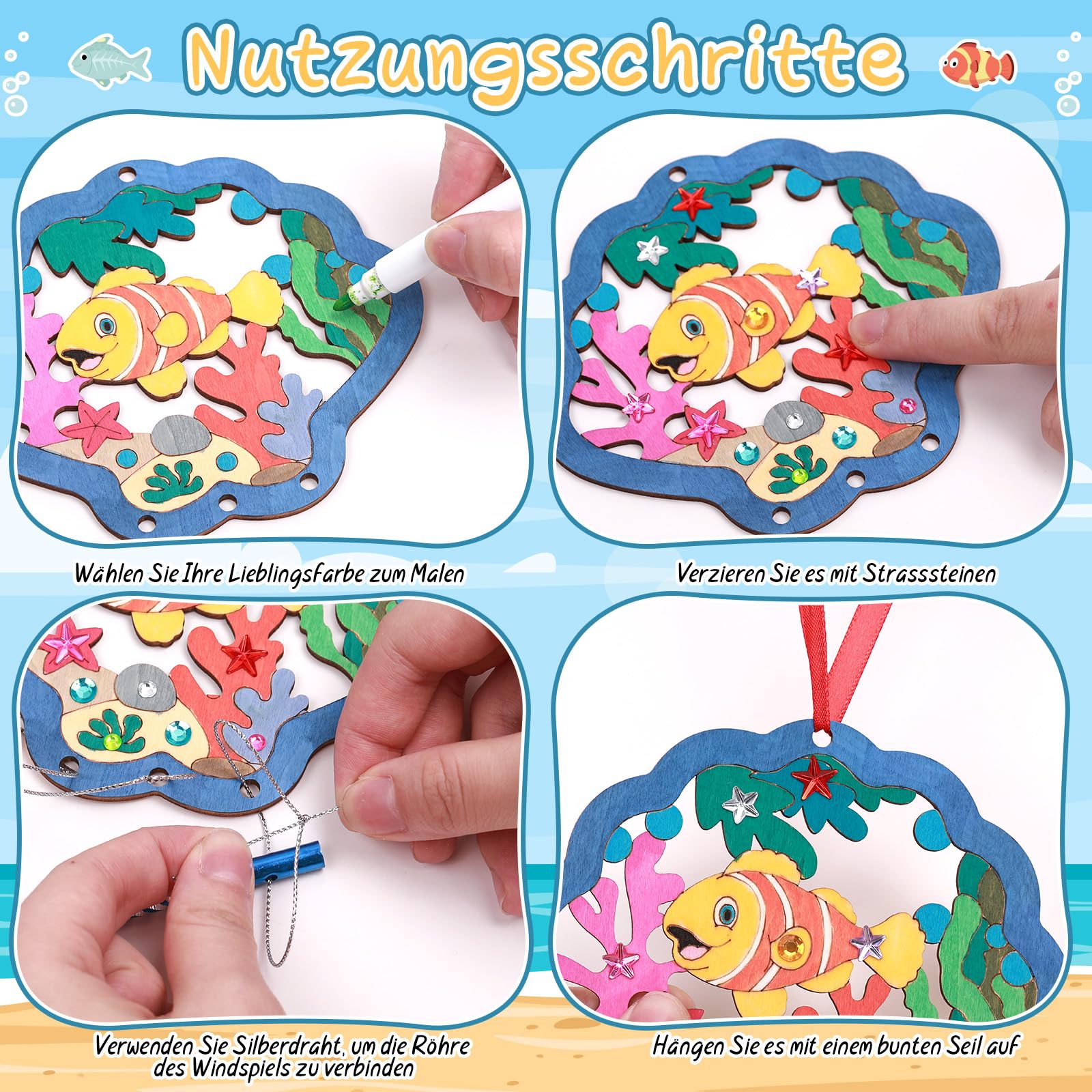 12 Stück Windspiel Bastelset Kinder Kreativsets Senegal