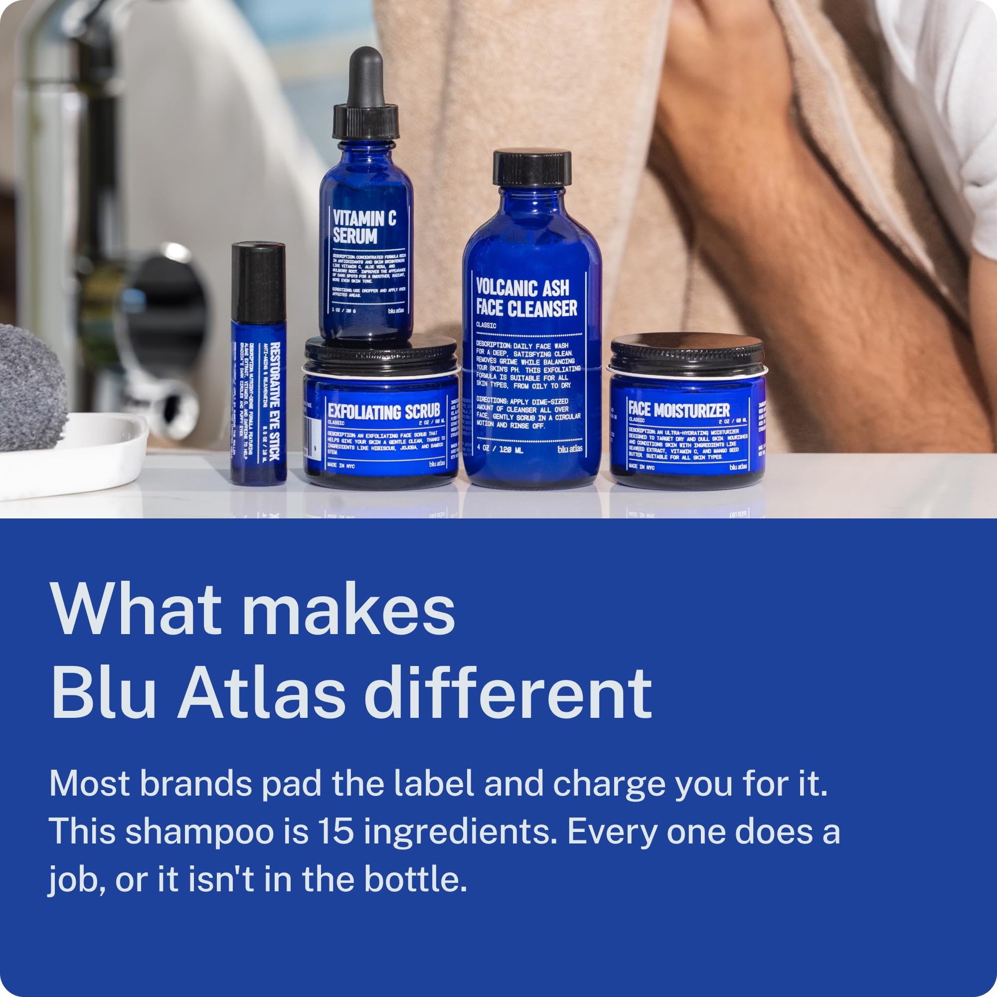 Blu Atlas Shampoo naturale da uomo, per tutti i tipi di capelli, shampoo per una pulizia delicata e idratazione profonda, vegano, senza solfati e parabeni, cocco e albicocca, 227 ml