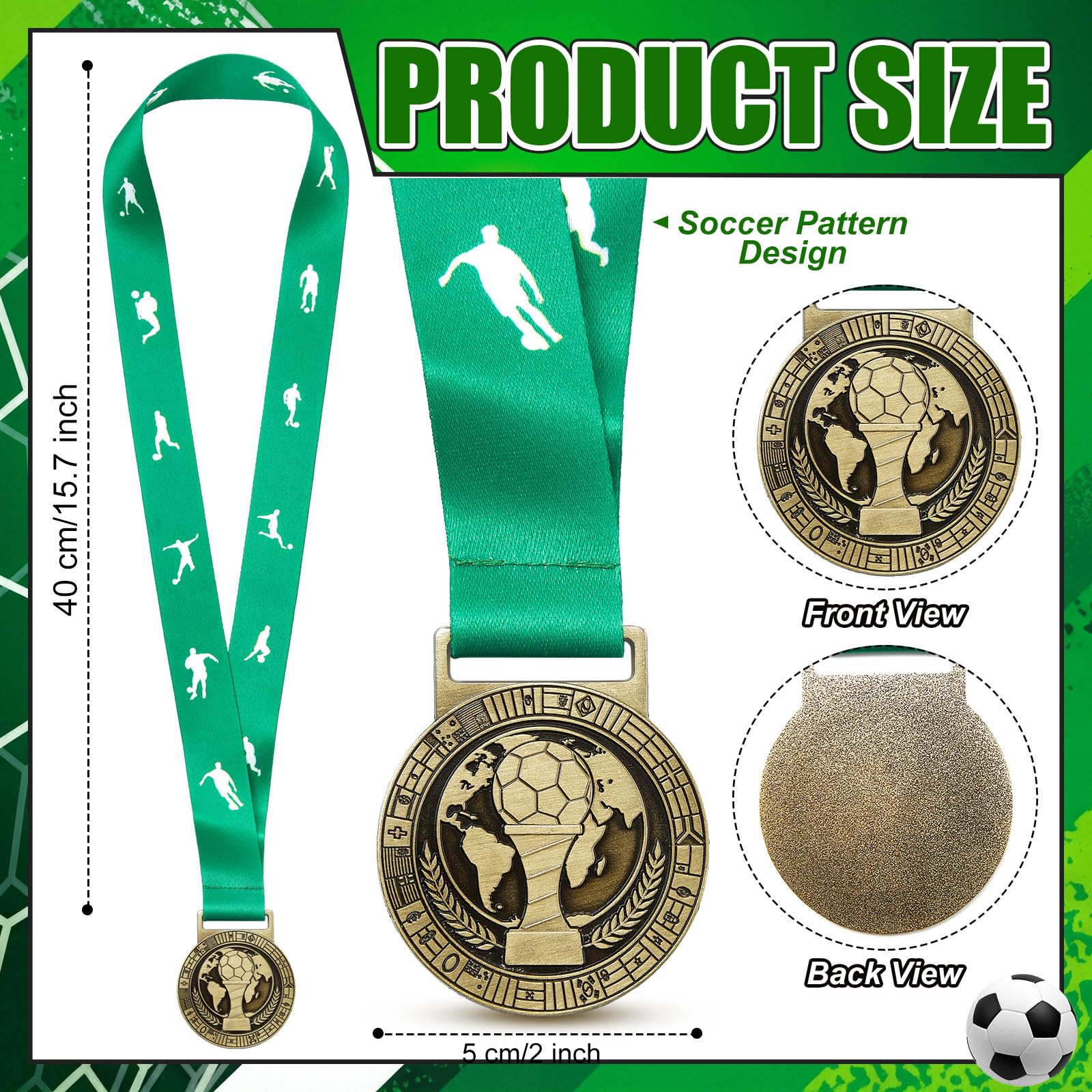 Kenning Goldmedaillen mit Nackenband, Fußball-Medaillen für Auszeichnungen, Sportwettbewerbe, Feier, Trophäe, Preis, Geschenke für Fußball, Party, Gastgeschenke, Teilnahmegewinner, Geschenk