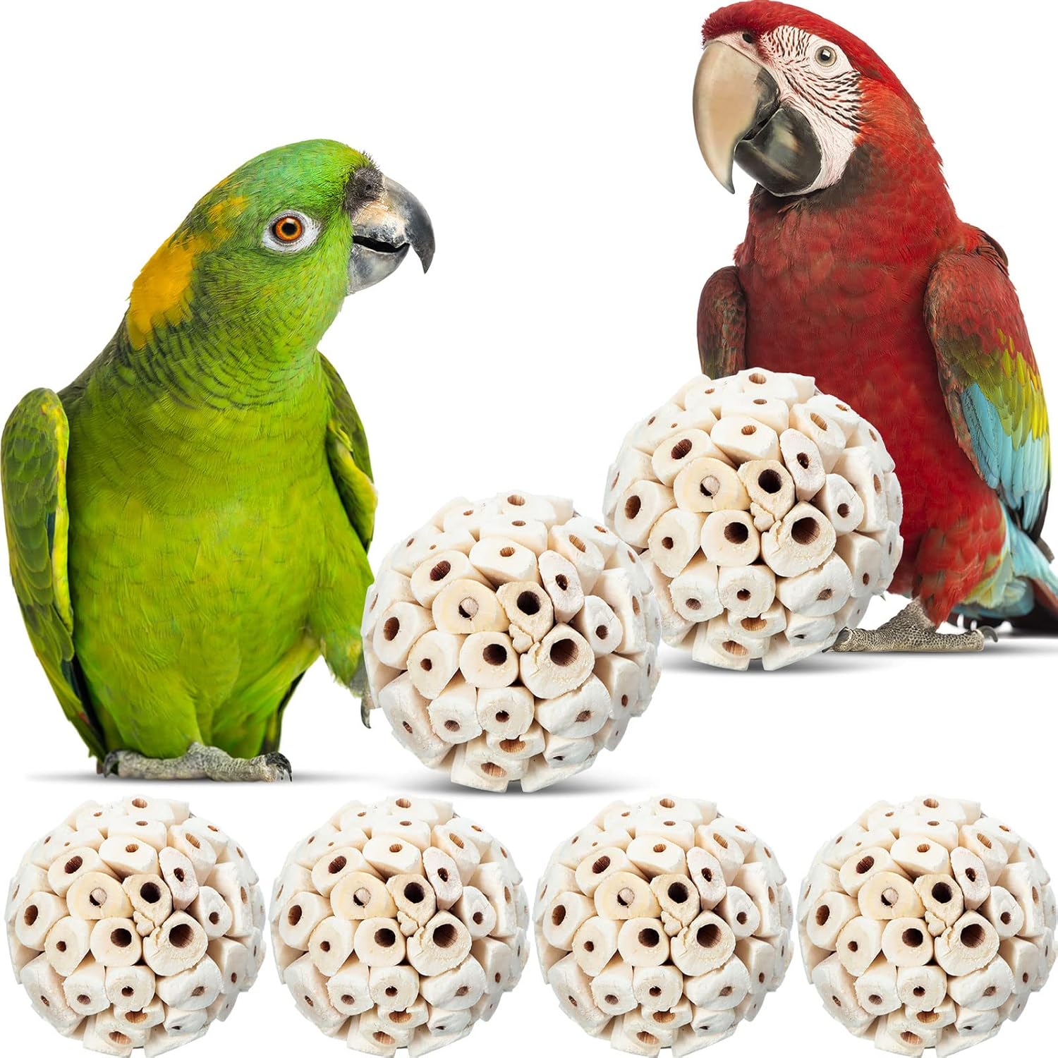 Sotiff 12 Pcs Natural Bird Toys Chew Sola Balls Shredding
