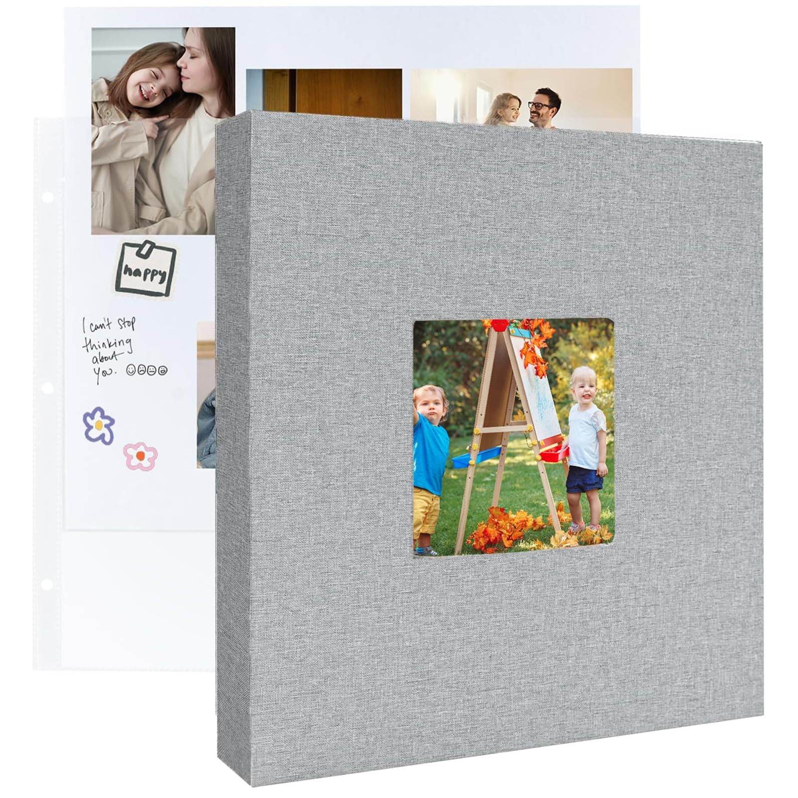 Álbum de recortes de 8.5 x 11 pulgadas, tamaño grande, 3 anillos, con 30 fundas de plástico, 60 páginas interiores blancas en blanco, 8.5 x 11 pulgadas, álbumes de fotos de bebé de viaje