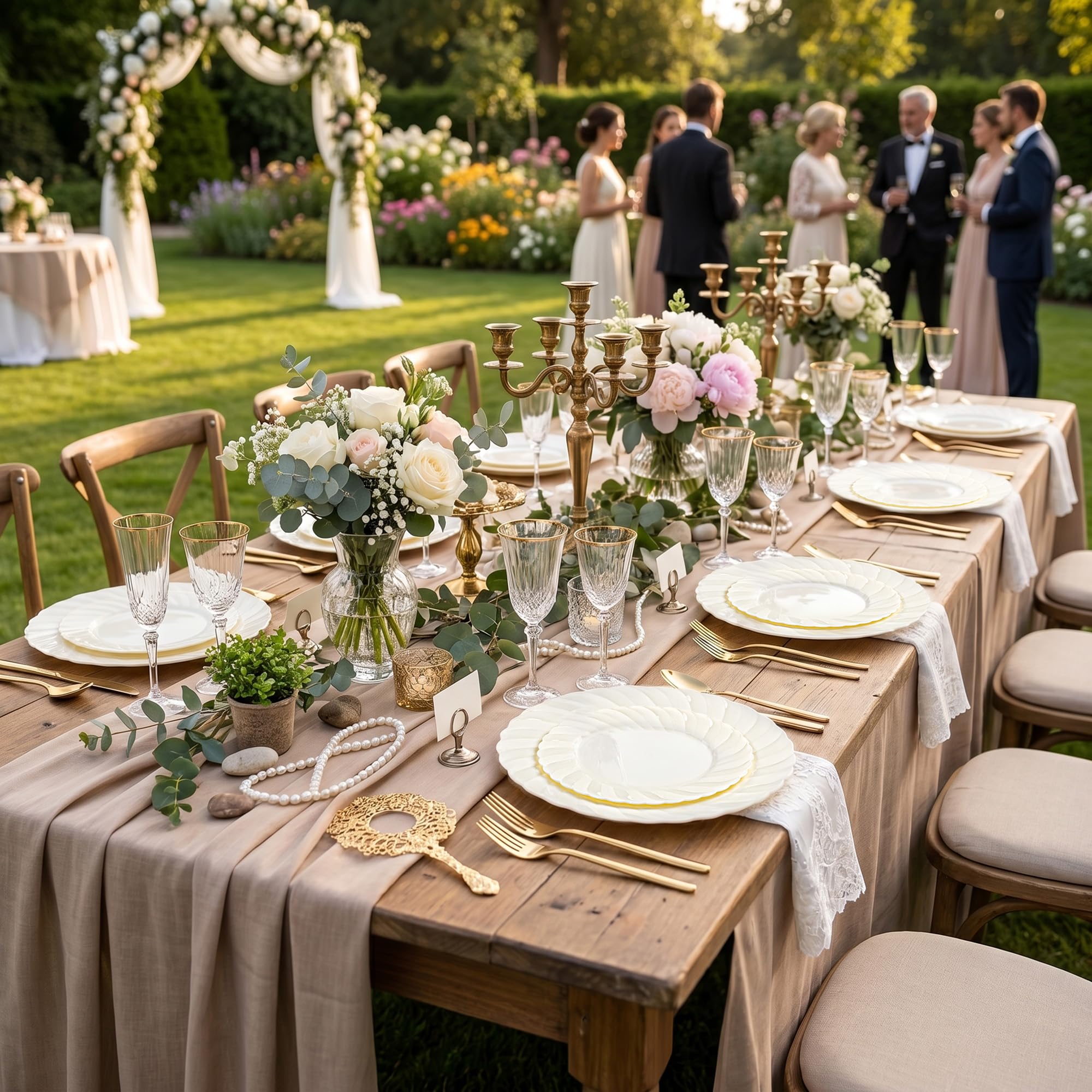 Ivory Scalloped Plates - 60 Pack for Parties & Weddings -9
