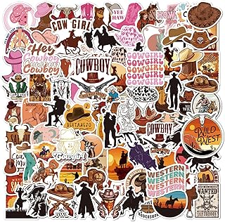 Cowboy Cowgirl Stickers 100PCS, Western Decals Vinyl Waterproof for Kids Adults, Multicolor, for Water Bottle Laptop Skateboard Snowboard Guitar Phone