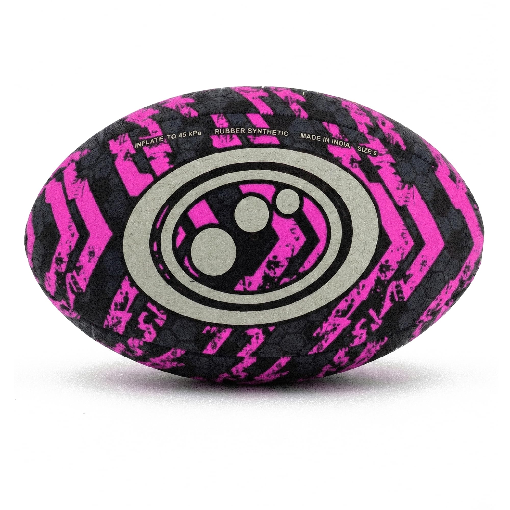Optimum Street Rugby Ball, Durable Training Ball for Playground & Park Sessions, Highly Visible for Night Games with Enhanced Grip Texture, Suitable for All Ages & Skill Levels - Pink, Size 3