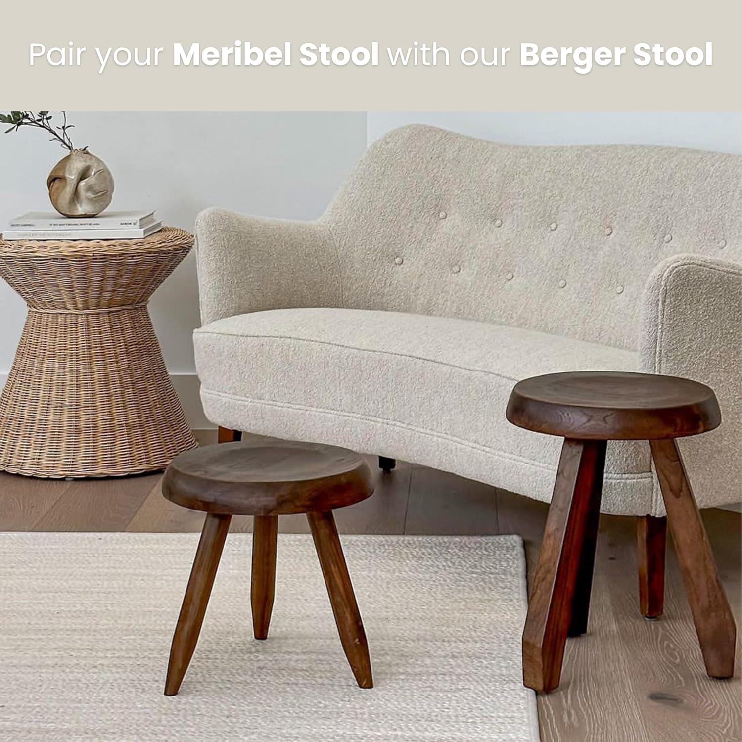 Meribel Milking Stool, Reclaimed Teak Wood. Small Side Table, Outdoor Side Table, Plant Stand, Nightstand, Footstool, Teak Shower Stool - Raw Teak
