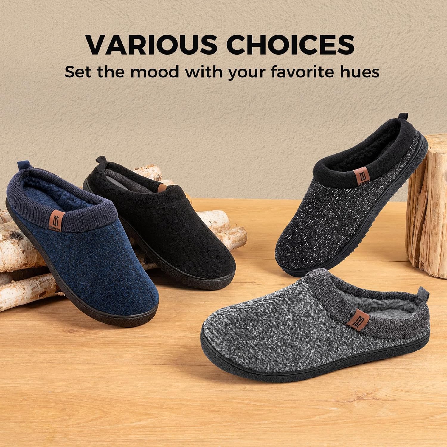 MERRIMAC Men's Slip on Slippers Comfy Memory Foam Non Slip Indoor House Shoes - Image 7