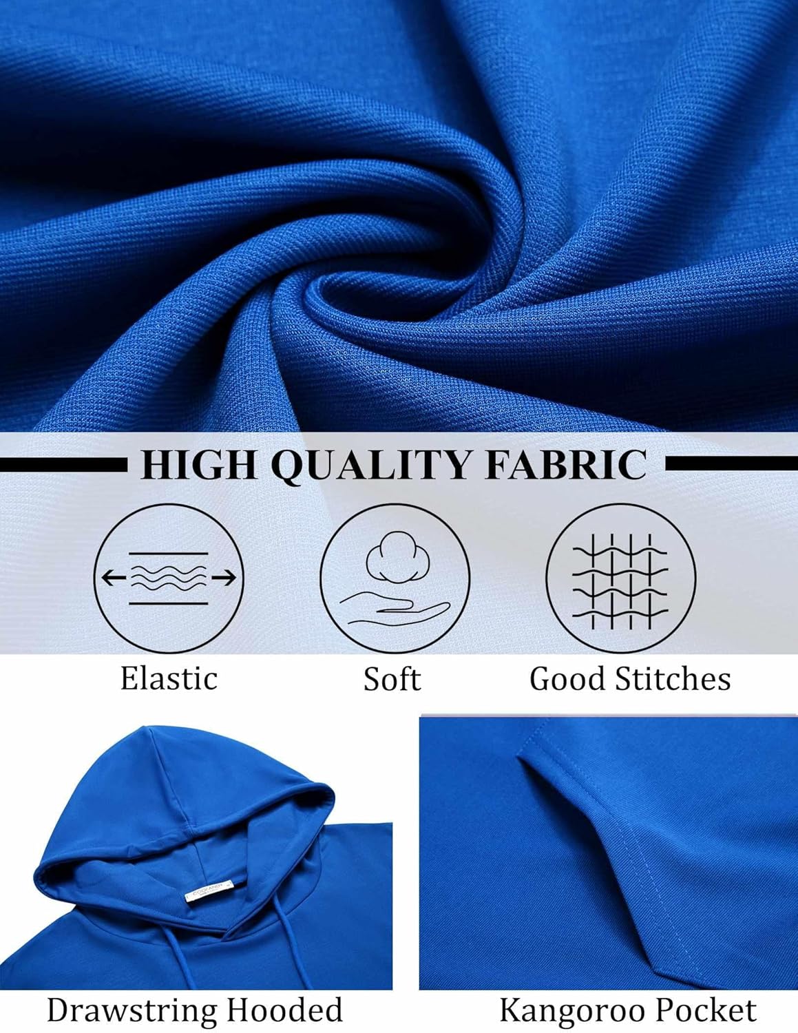 COOFANDY Mens Hoodies Pullover Long Sleeve Casual Fashion Sweatshirts Drawstring Gym Hooded Shirt with Kanga Pocket - Image 5