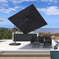 Vista 114 de PURPLE LEAF Sombrilla de Patio de 8 Pies para Exteriores Sombrilla Cantilever Cuadrada de Aluminio Sombrilla Offset con Rotación de 360 Grados