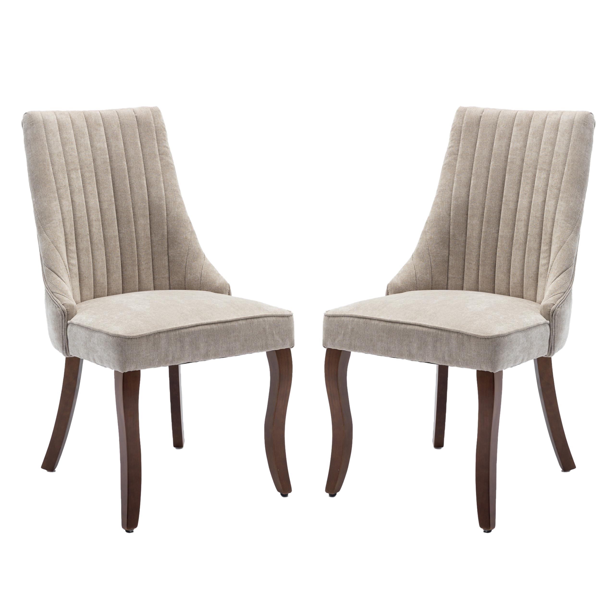 Upholstered Dining Chairs Set of 2, Solid Wood Kitchen Dining Room Chairs with Thicken Padded and Nailhead Trim for Home Kitchen Bedroom Beige