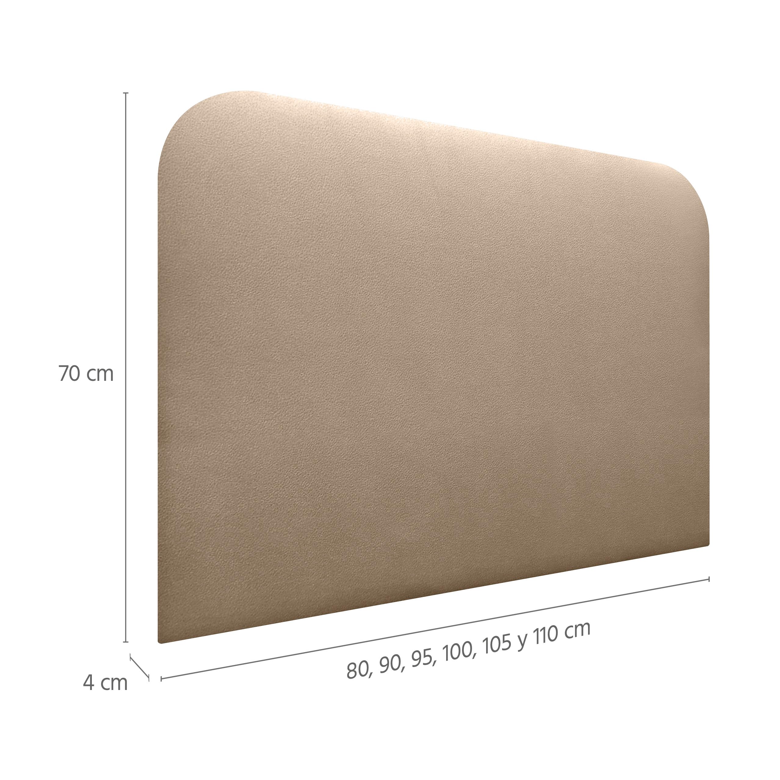 DHOME Cabecero Tapizado Liso Curvo Polipiel 70cm Altura para Pared Acústicos Cabeceros Absorbentes Cabezal Cama Dormitorio (Champán, 90cm)