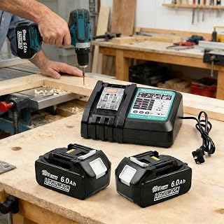 Replacement Battery for Makita 18V: 2-Packs 6.0Ah Lithium-ion Batteries Compatible BL1860B BL1850B BL1840B BL1860 BL1850 - with DC18RC Charger for Makita 18V Batteries