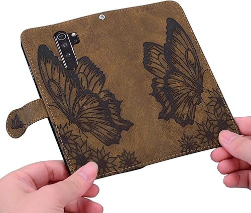 Miniatura 4 de QiongNi - Funda para Xiaomi Redmi 9 M2004J19C M2004J19G M2004J19G M2004J19AG Funda con tapa de piel sintética, color marrón