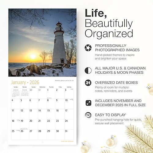 Miniatura 2 de RED EMBER Great Lake Lighthouses - Calendario mensual de pared colgante 2024  12 x 24 pulgadas abierto  Papel grueso y resistente  Regalo