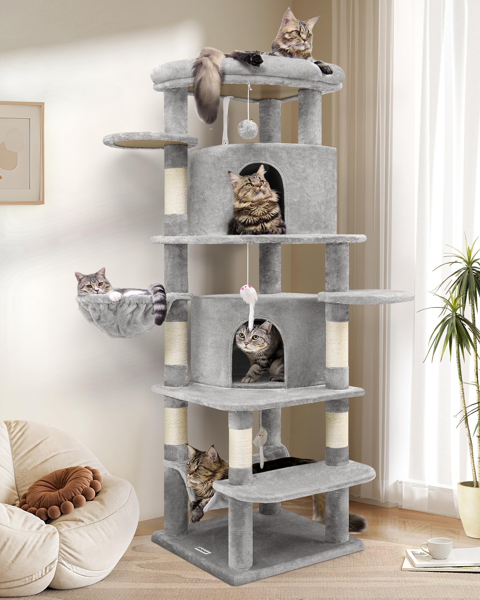 Amazon | Globlazer キャットタワー 高さ168 cm 大型猫用 多頭飼い