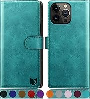 Vista 12 de SUANPOT Funda tipo cartera para iPhone 14 Pro de 6.1 pulgadas con bloqueo RFID, tarjetero de crédito, funda protectora de piel sintética con tapa