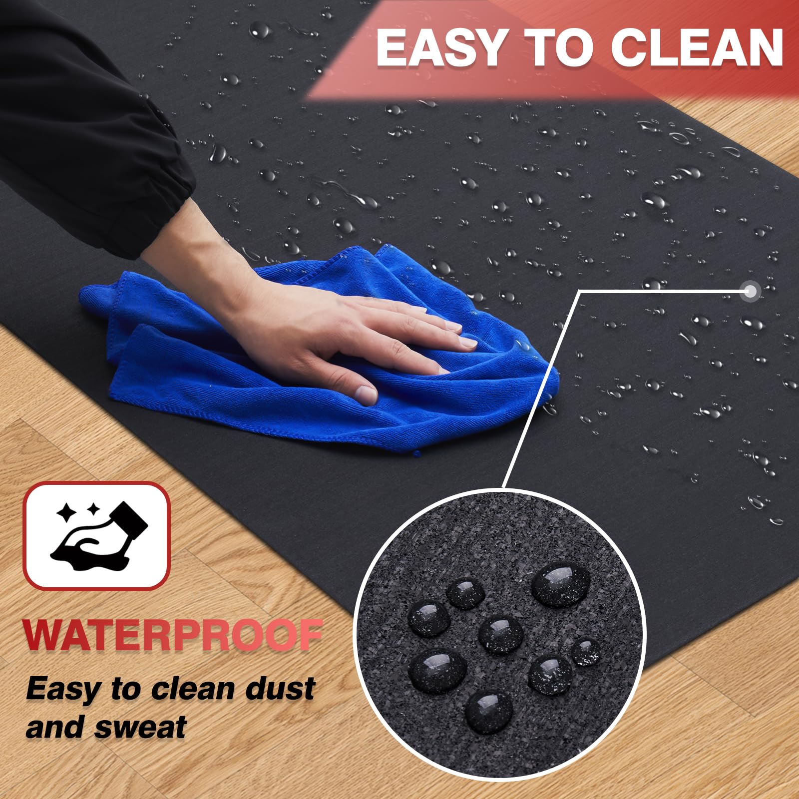 Tappetino per tapis roulant per pavimenti in legno duro – Tappetino in gomma riciclata al 100% per pavimenti in casa e palestra, tappetini durevoli per allenamento fitness, tappetino da