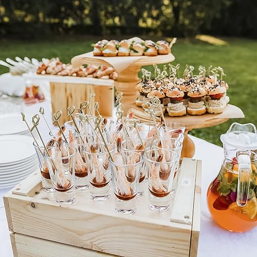 Miniatura 6 de Minisland 200 palillos de dientes de bambú prémium para cóctel, 4.7 y 6 pulgadas de largo, brochetas anudadas para bocadillos de frutas, aperitivos,