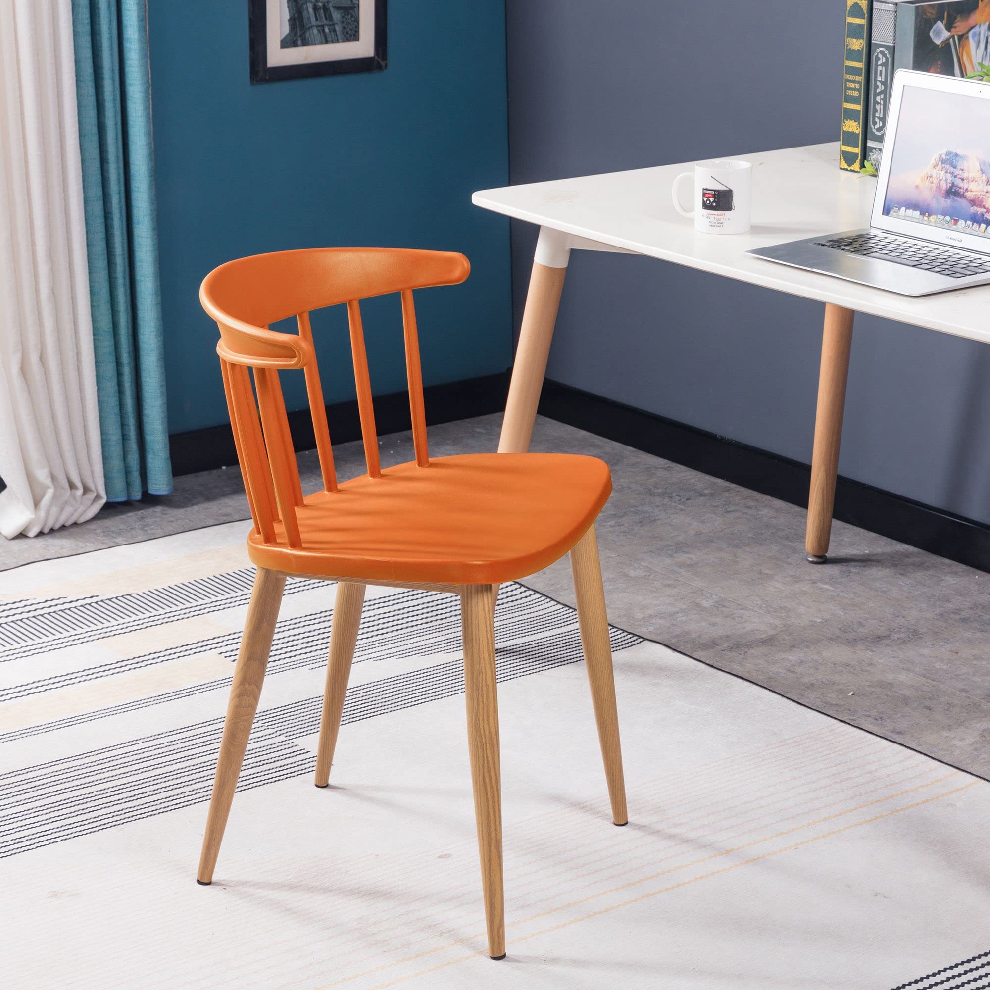 Finch Fox Scandinavian Stylish & Modern Furniture Plastic Chairs for Cafeteria Seating, Dining Chair, Side Chair, Kitchen, Restaurants, Hotels in Orange Color-image-6