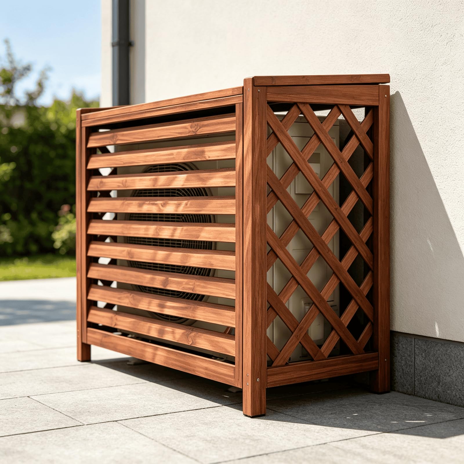 Klimageraet Abdeckung Aussen Lamellenzaun Sichtschutz Regal Stand