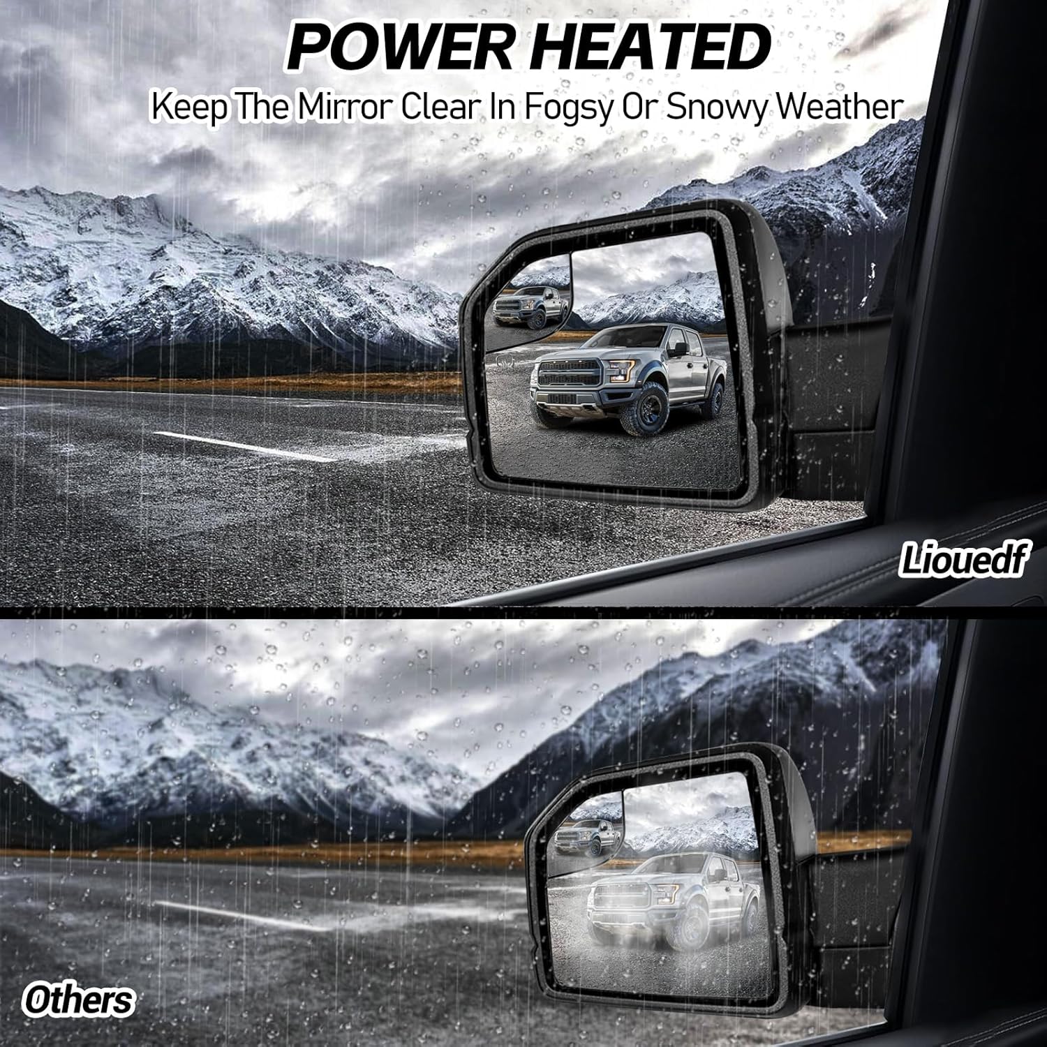 Left Drive Side Door Mirror Fits 2015-2021 F150 Mirror with Power Adjustable and Heated Glass,LED Turn Signal Light and Puddle Lights,Width Light,Manual Folding (9Pins)