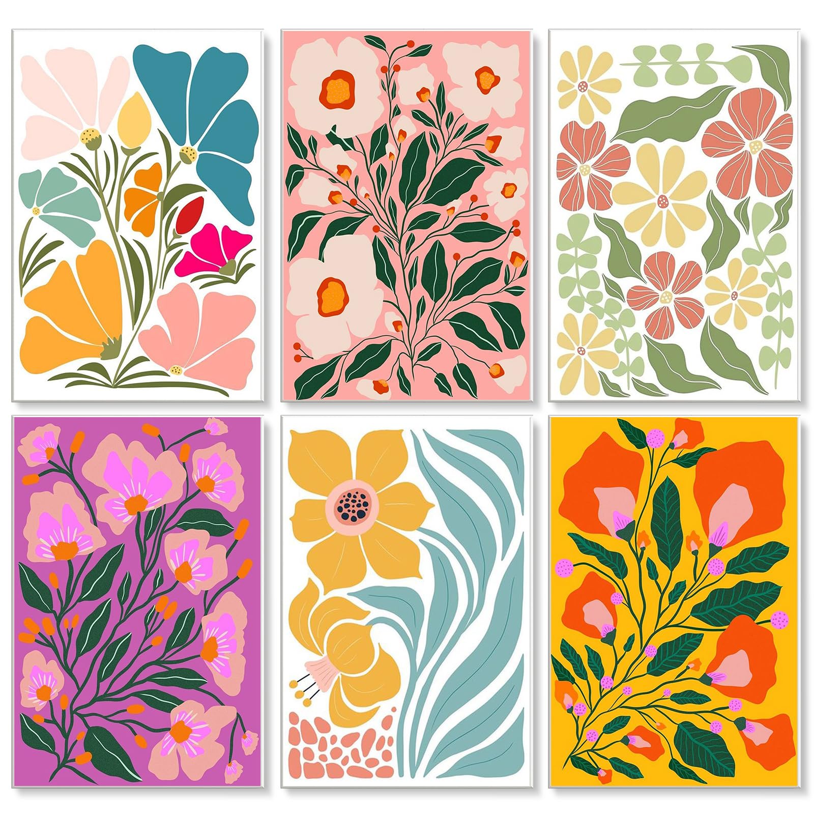 Fountor 6 Pack Flowers Paint by Numbers for Adults Beginner 8x12 Inch