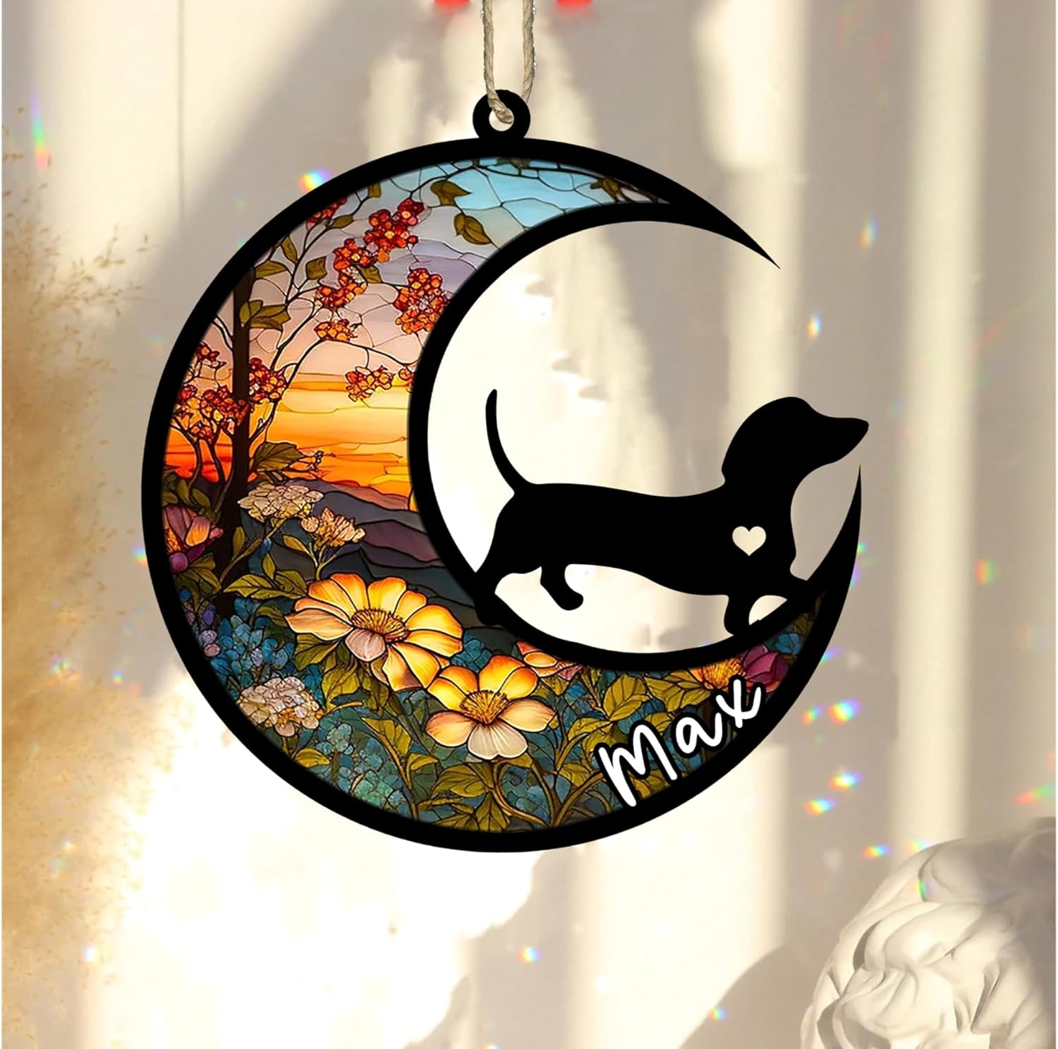 Personalized Dog Memorial, Custom Name Dachshund Dog Christmas Ornament with Name, Custom Breeds, Pet Loss Light Catcher, Gifts for Lovers Loss of Pet Sympathy on Mothers Day Christmas - Image 2