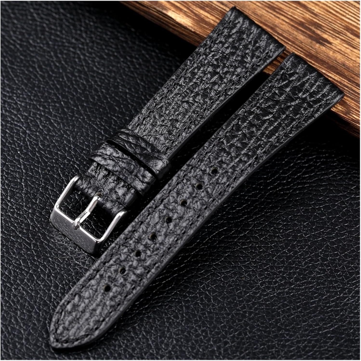 MJMT06 Shark Grain First Layer Cowhide Strap 18 19 20 21 22MM Classic Men's Leather Bracelet Black and Blue Ultra-Thin Watchband