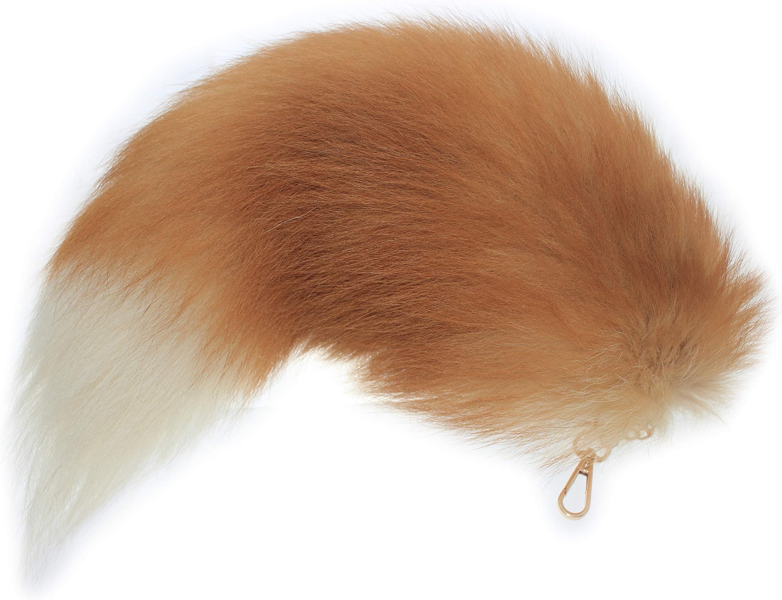 Fosrion Real Fox Tail Fur Handbag Charm Cosplay Toy with clasp keyChain and Hook (Golden)