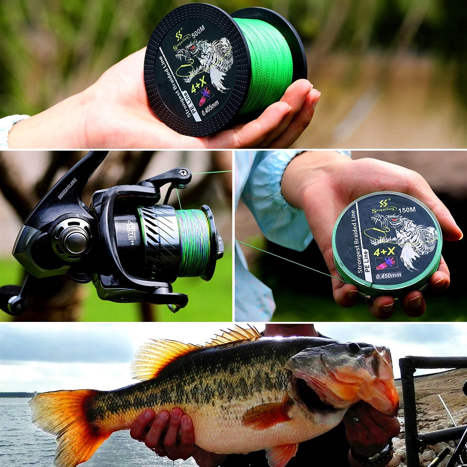 caihuashopping Lenza Nuovi 4 Fili PE. Linea di Pesca Treccia Linea di Pesca 15 0M 500M. Strumento di Pesca della Carpa della Carpa del Filo di Pesca multifilamento Filo da ​Pesca