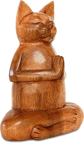 Miniatura 3 de G6 Collection Estatua de yoga de gato siamés tallada a mano de 8 pulgadas, escultura artística hecha a mano, decoración del hogar, decoración