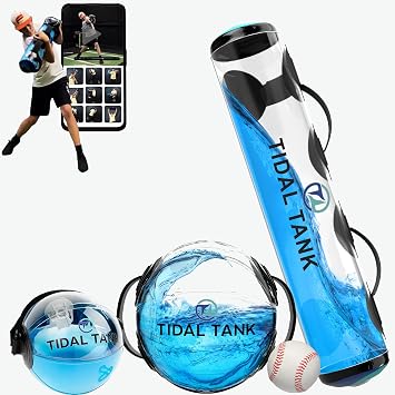 Tidal Tank Baseball Bundle Small Versatile Training aid Equipment with Adjustable Water Filled Weight & Aqua Bag for Youth Athletes and Coaches - 30 lbs Tube + 33 lbs Sphere + 10 lbs Hydro Ball