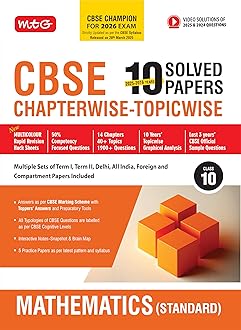MTG CBSE 10 Years (2025-2016) Chapterwise Topicwise Solved Papers Class 10 Mathematics Standard - CBSE Champion For 2026 Exam | Free Video Solution of PYQs | CBSE Sample Papers (As Per Latest Pattern)